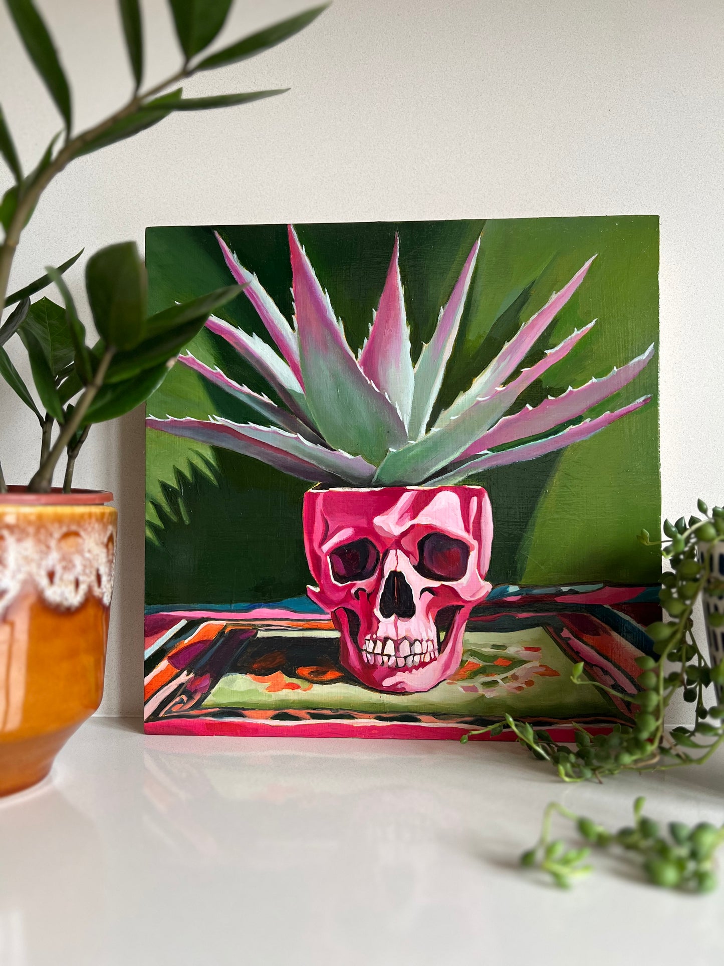 Skull Planter with Agave