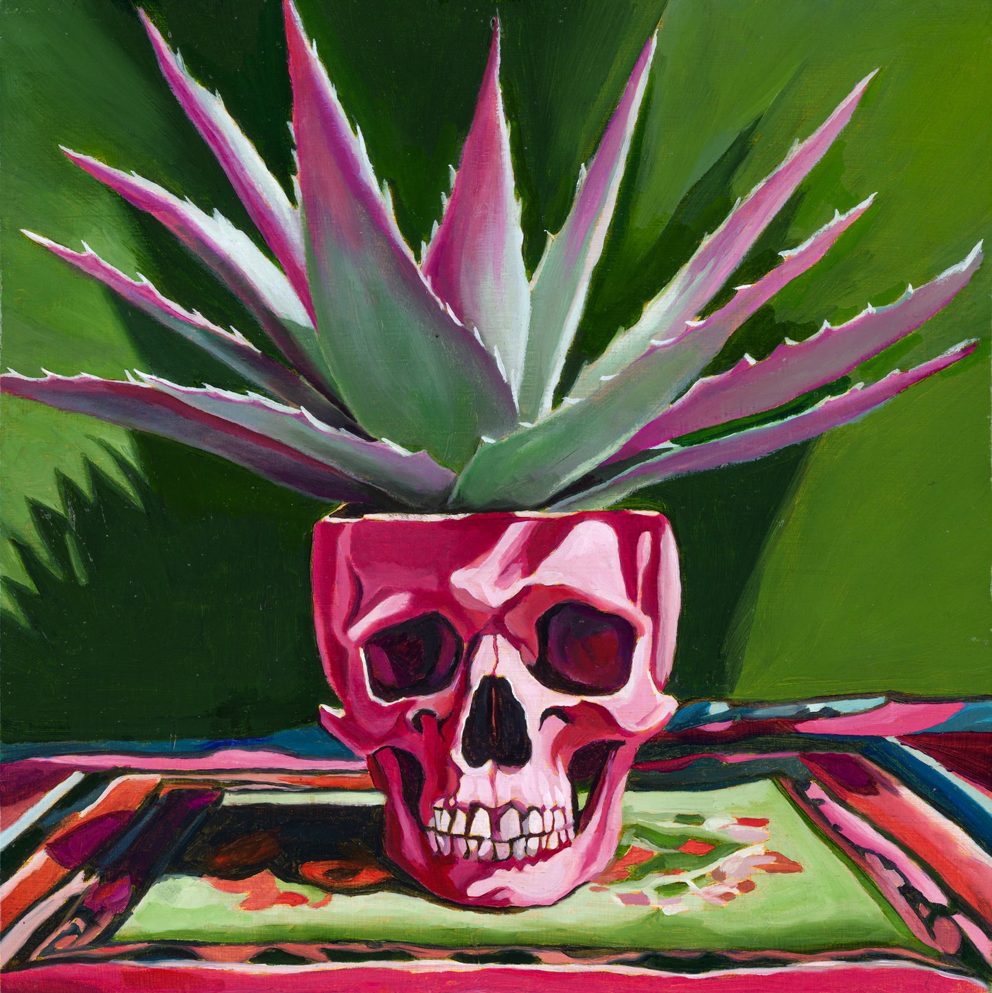 Skull Planter with Agave